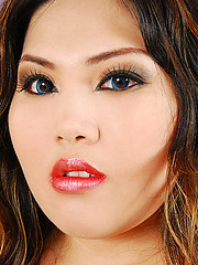 Asian BBW Cassie in red lingerie