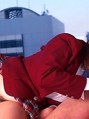 Lucky guy fucks a busty Japanese schoolgirl