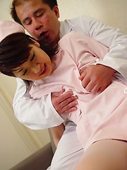 Hairy Japanese teen receives a creampie from the doctor