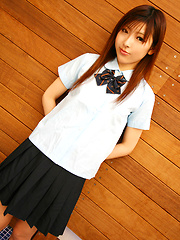 Naughty Miyo enjoys slutting it up in her highschool uniform