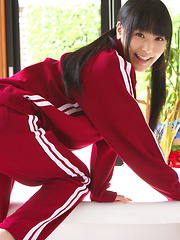 Yuri Hamada Asian slowly takes her sports equipment off for you
