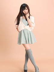 Mayuka Kuroda Asian in long socks and cute dress has big boobs