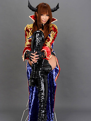 Sayuri Ono Asian looks amazing in long boots and traditional suit
