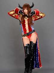 Sayuri Ono Asian poses so sexy in warrior suit and long boots