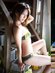 Haruna Yabuki Asian shows her leering curves in different outfits
