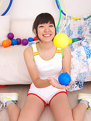 Ayana Tanigaki Asian takes clothes off while playing with balls