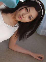 Azusa Togashi Asian doll in white bath suit wants to go outside