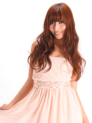 Syoko Okazaki Asian looks like a princess in her favorite dress