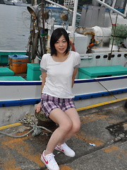 Japanese lady Rika Shibuki posing outdoors