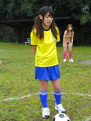 Hot Japanese babes love to play soccer naked