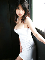 Marie Sukegawa Asian shows huge bazoom bas in tight white dress